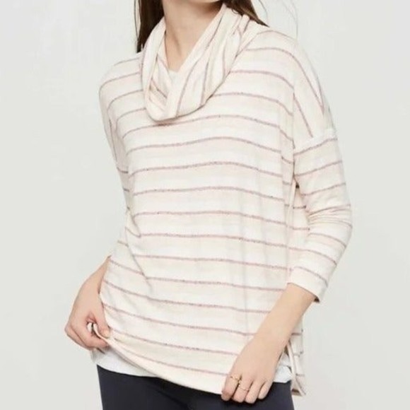 Lou & Grey Striped and Stretchy Cowl Neck Pullover XS - Picture 1 of 12